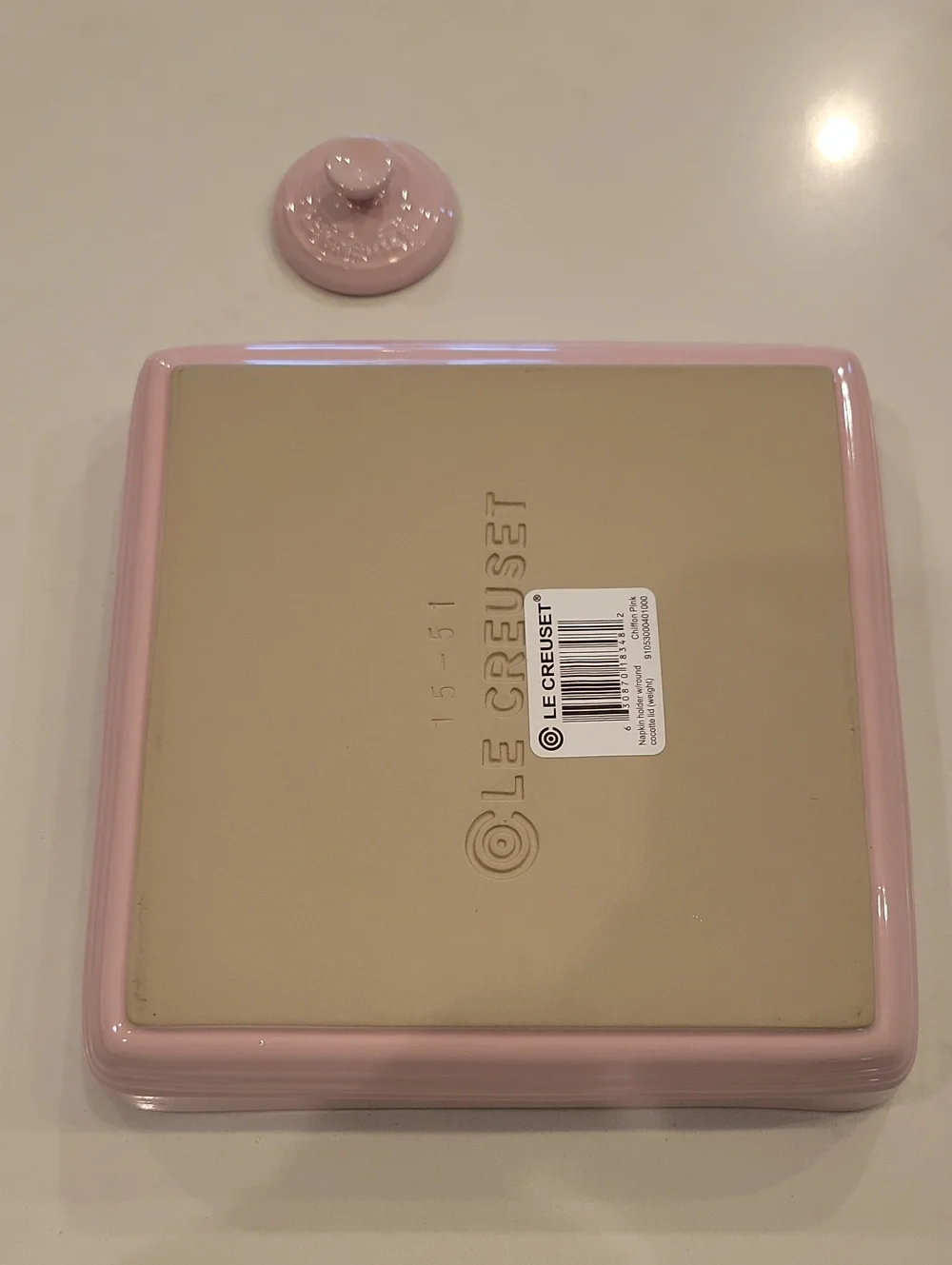 Le Creuset Rare & Retired Chiffon Pink Napkin Holder With Weight